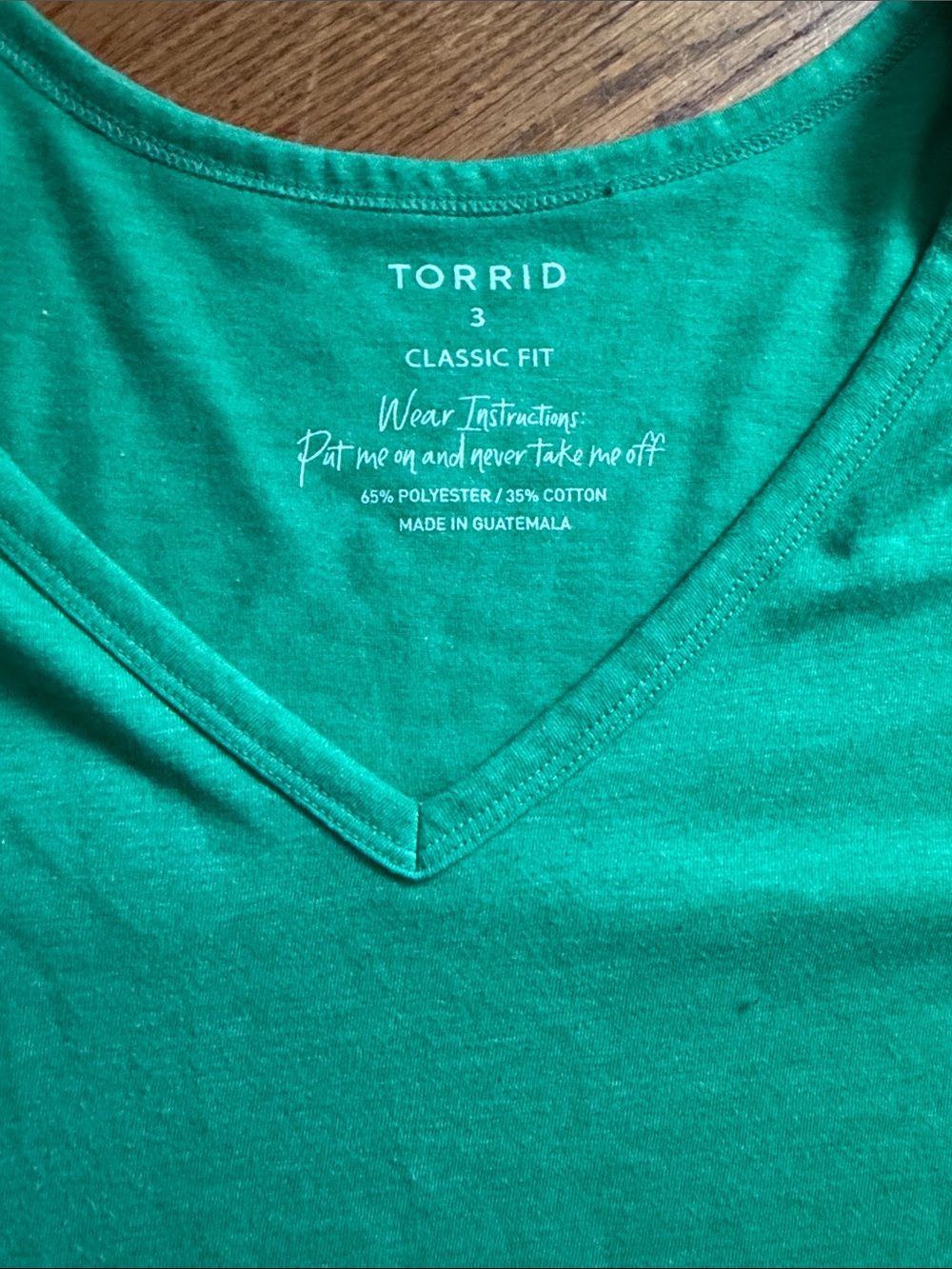torrid Classic Fit V-Neck Tee in Emerald Green